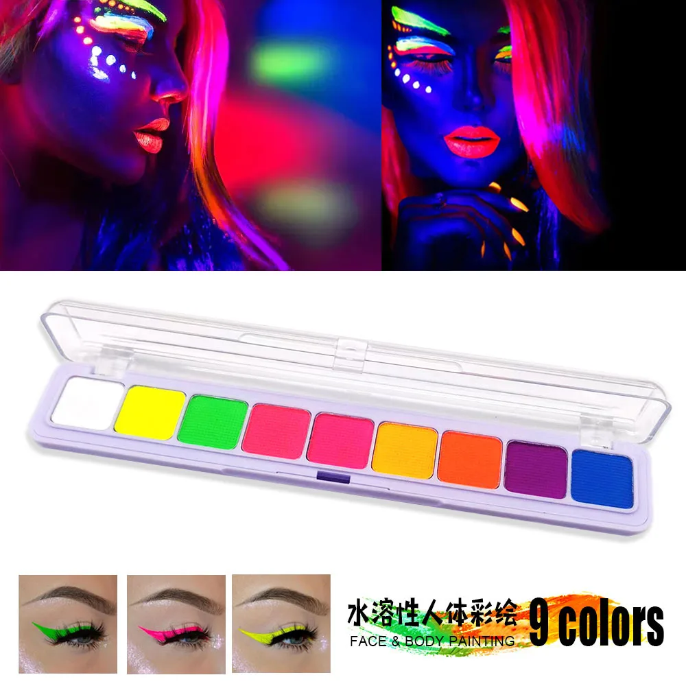 9 Colors Water Activated Eyeliner Uv Light Neon Pastels Eyeliner Pastel-Black Light Uv Reactive Eyeliner Glow In Dark Eye Liner