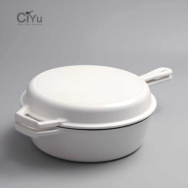 Cast Iron Enamel Pot Baking Bread Enamel Binaural Pot Deepened White Cast Iron Dutch Pot