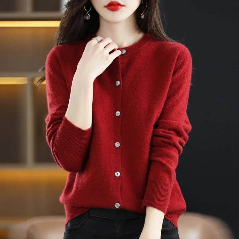 

Women's Knitted Cardigan Early Spring O-Neck Warm Sweater Long Sleeve Solid Color Peplum Jacket Women's Tops