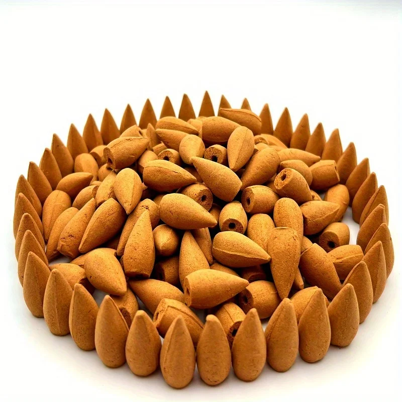 100g Natural Sandalwood Backflow Incense Cones Waterfall Burner Compatible for Home Office Cleansing Meditation Yoga
