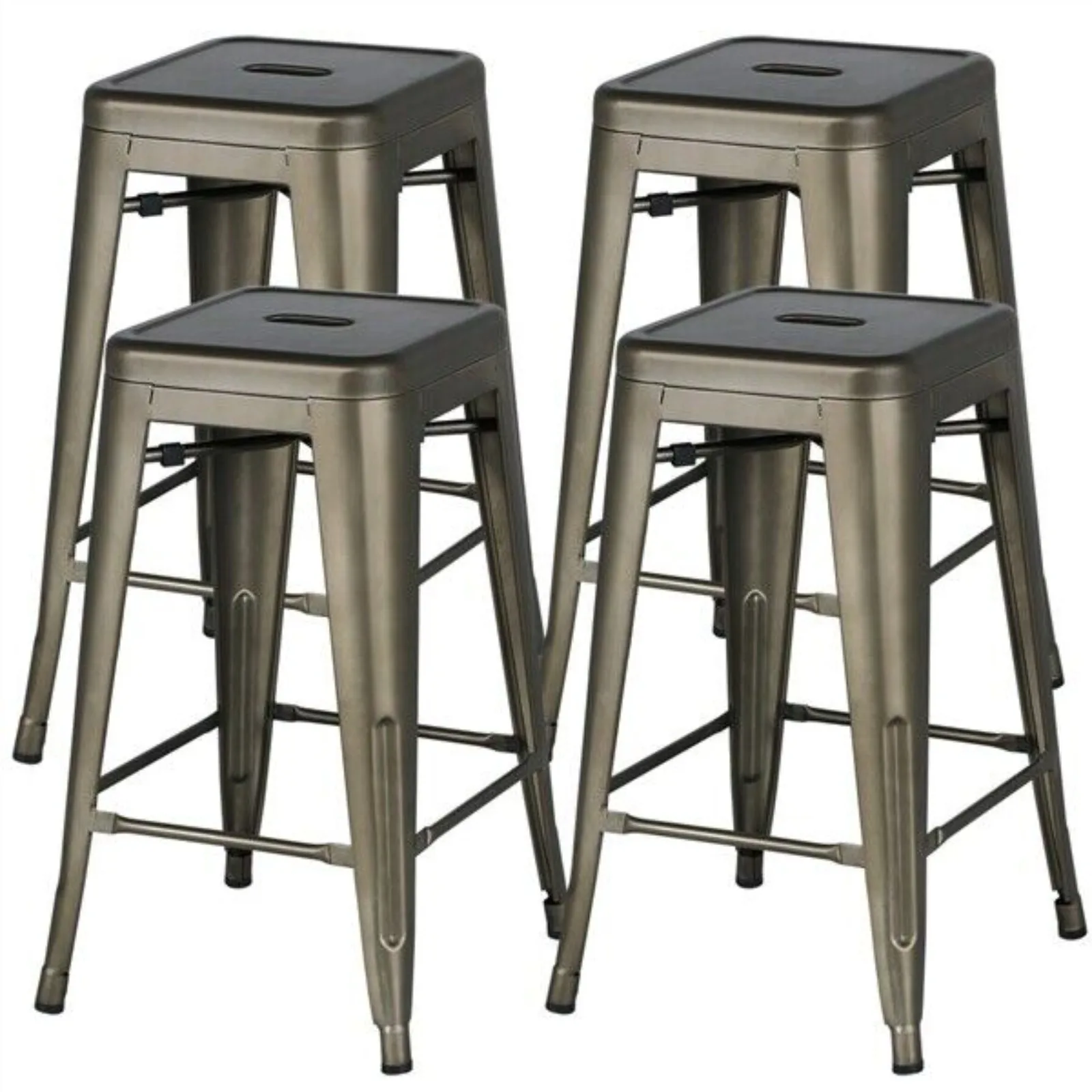 Metal Stools Counter Kitchen Stools 24'' Set of 4 Backless Stackable Bar Stools United States