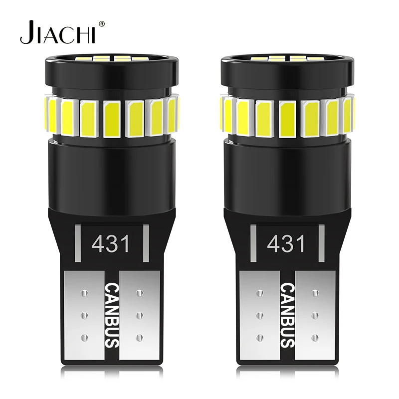

Jiachi 100pcs Error Free T10 LED Canbus 3014 24SMD Led Light Bulb for Car W5W 168 194 Dome Map Reading Lamp Amber Red Blue DC12V