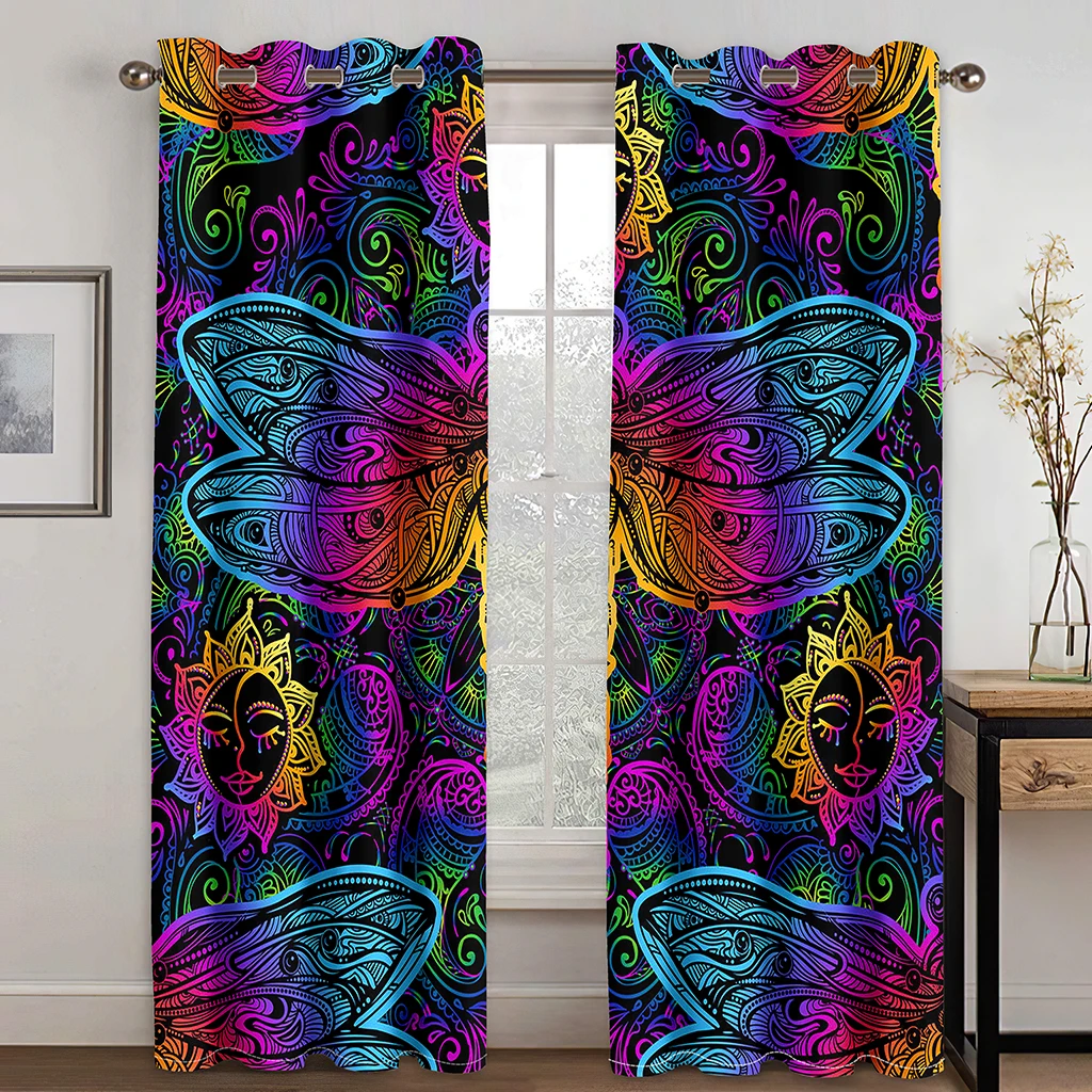 

Colorful butterfly pattern 3D printing digital printing curtain living room balcony bedroom colorful lucky butterfly pattern per