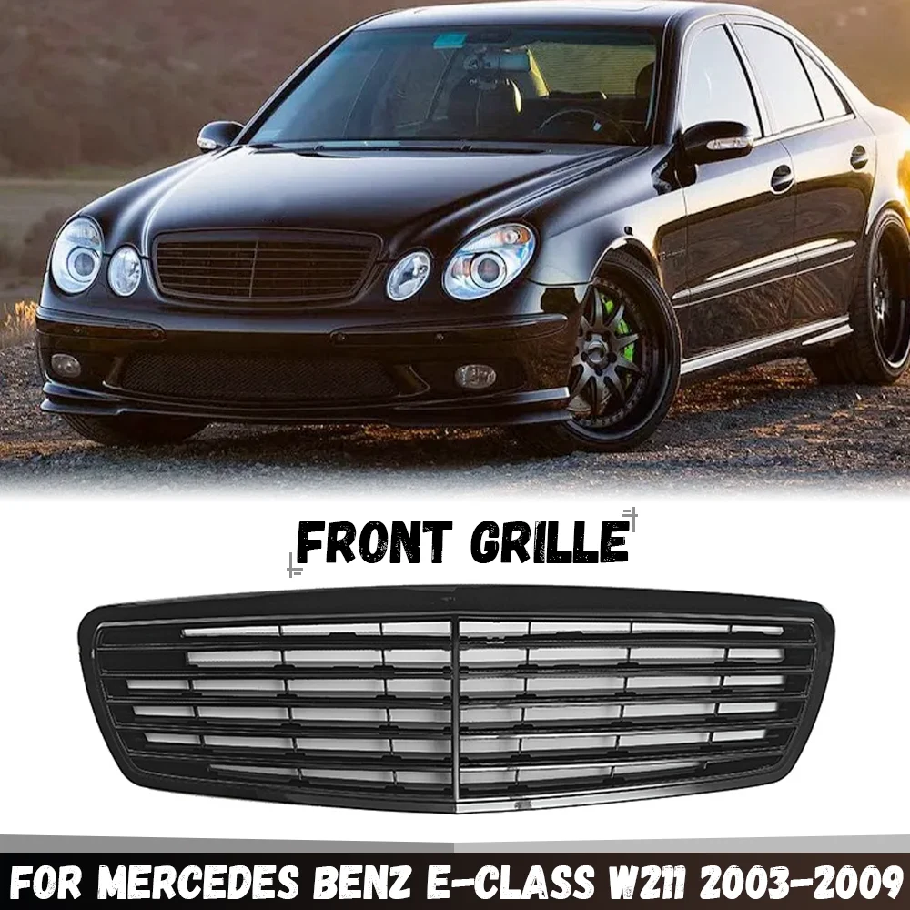 

Для Mercedes-Benz E-класса W211 E320 E350 E500 E550 E63 2003-2009: решетка радиатора в стиле AMG, передний бампер, гоночные решетки