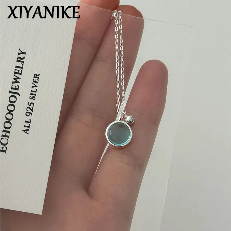 XIYANIKE letni niebieski kryształowy naszyjnik dla kobiet dziewczyna luksusowa moda nowa biżuteria pani prezent wesele collier femme