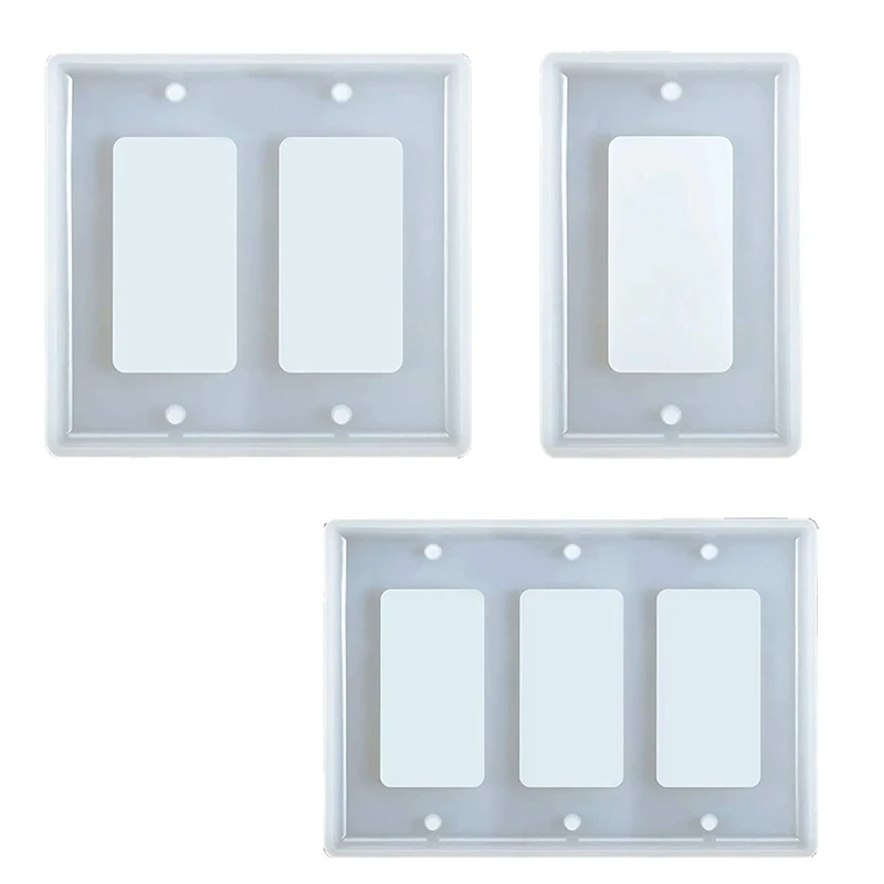 3 Pieces Switch Plate Resin Molds Socket Panel Silicone Mold Light Switch Plate Epoxy Molds Switch Plate Casting Mold