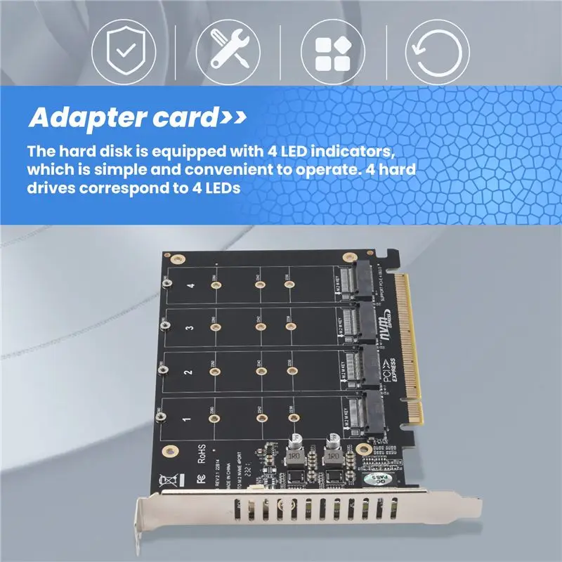 Hot Selling-PH44 NVME 4-Disk Array Card PCIE Signal Split Array Card,PH44 NVME 4-Disk Array Card PCIE Signal Split Array Card-A8