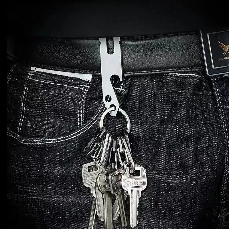 1 قطعة 3 في 1 حزام المفاتيح فتاحة الزجاجات EDC مشبك من الفولاذ المقاوم للصدأ الأدوات الخارجية على ظهره مشبك تسلق الخصر مشبك سريع #2