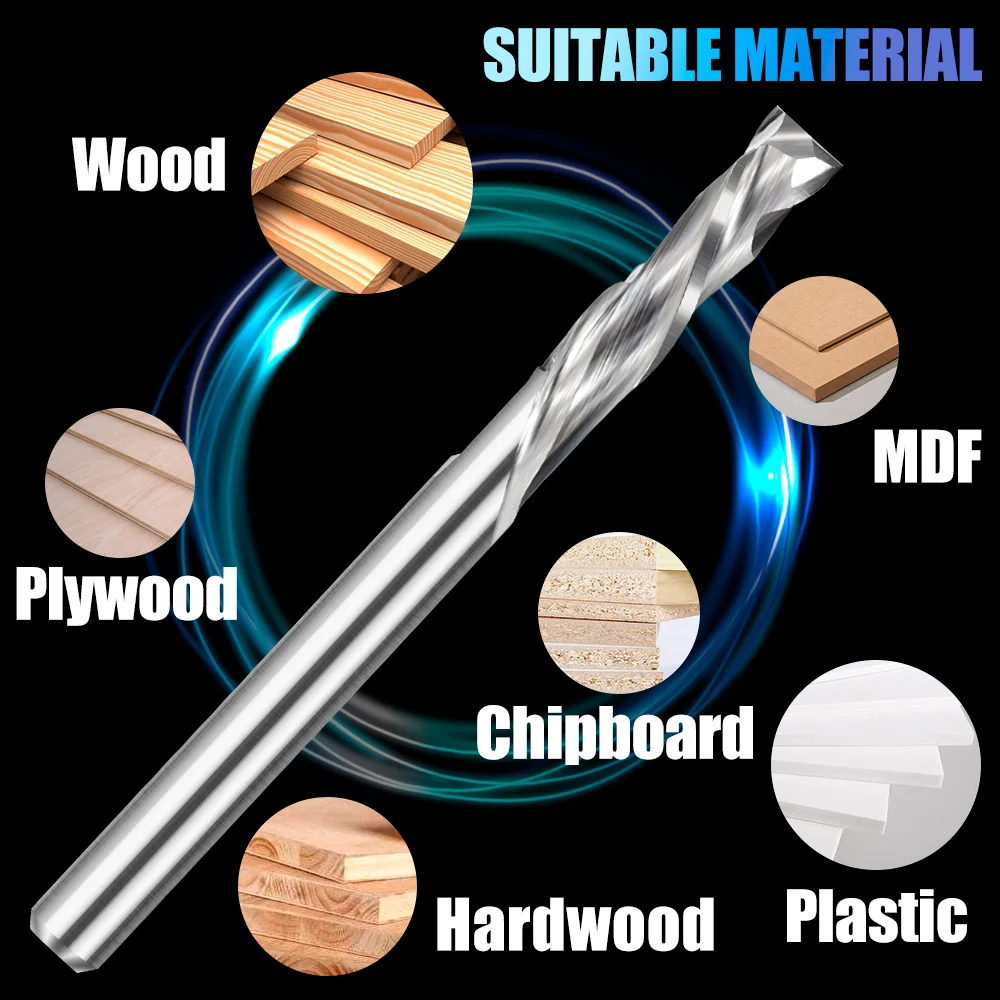 XCAN 1pc Up Down Cut Carbide Spiral Router Bit 1/8" Shank Compression End Mill 2 Flute CNC Router Bit Milling Cutter for Wood