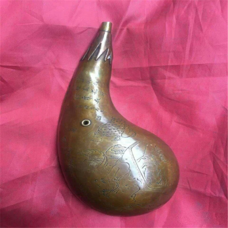 Brass Copperware Crafts Stationery Supplies Eggplant-Shaped Ink Drop Water Drop Inkstone Drop Ornament Wholesale
