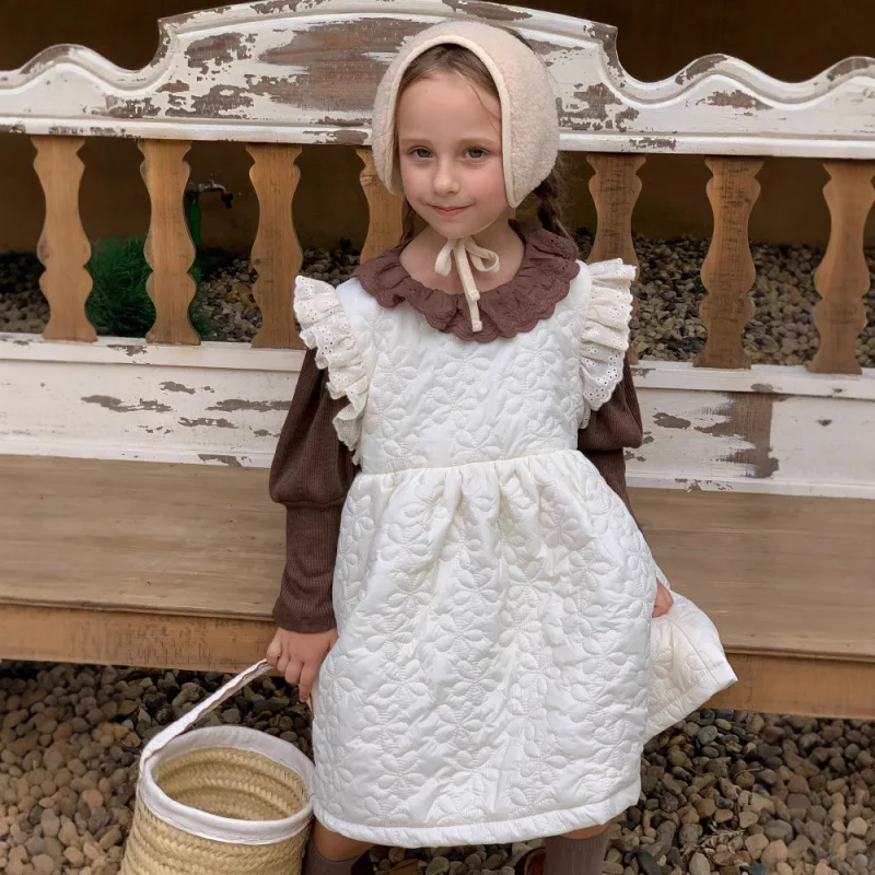 

Girls' Autumn Winter Dress New Fashionable Princess Dress for Children Thickened Sleeveless Vest Dress for Baby Girls