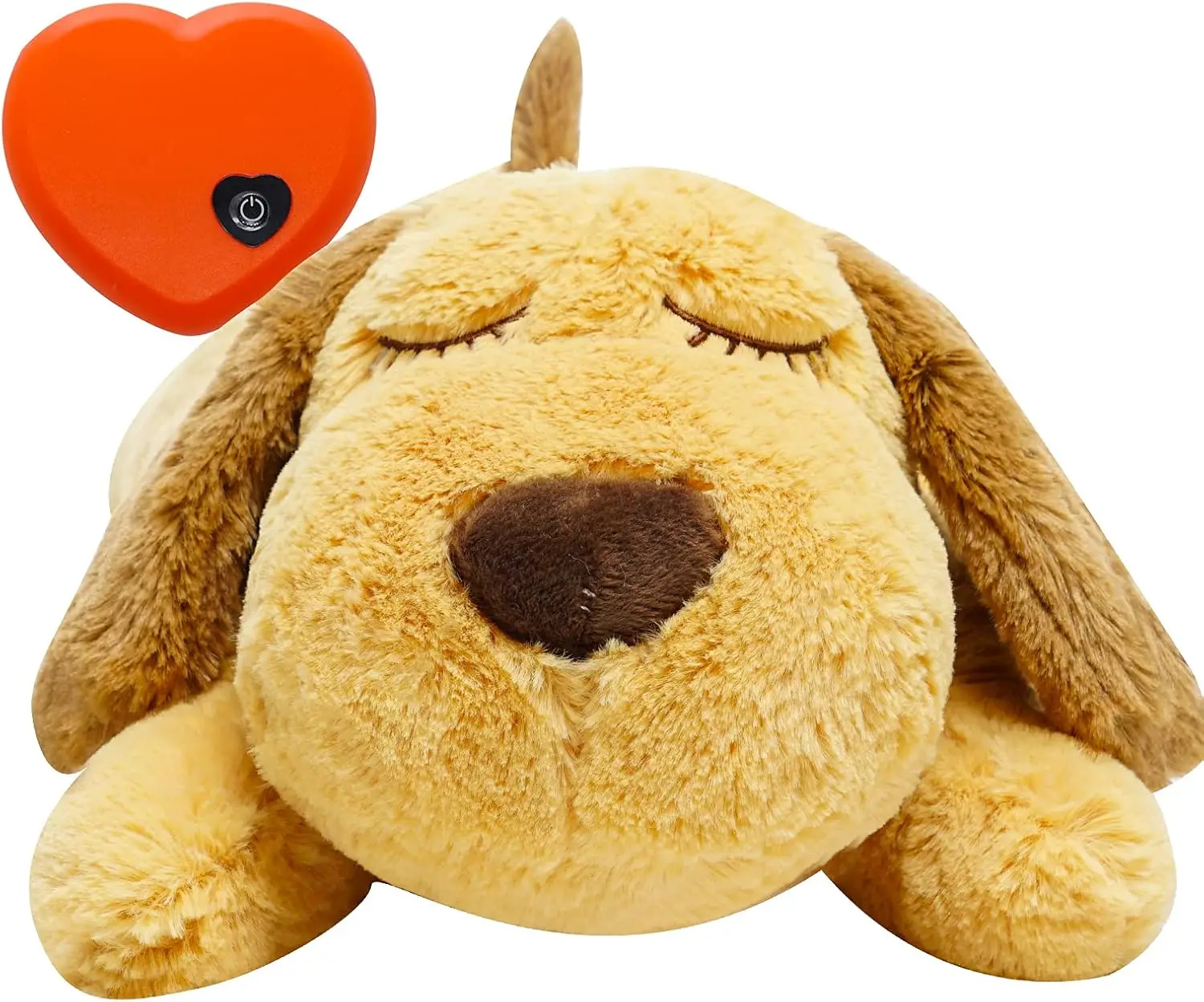 Calming Dog Anxiety Toy with Realistic Heartbeat Plush Puppy Comfort for Crate Training Sleep Behavior Support