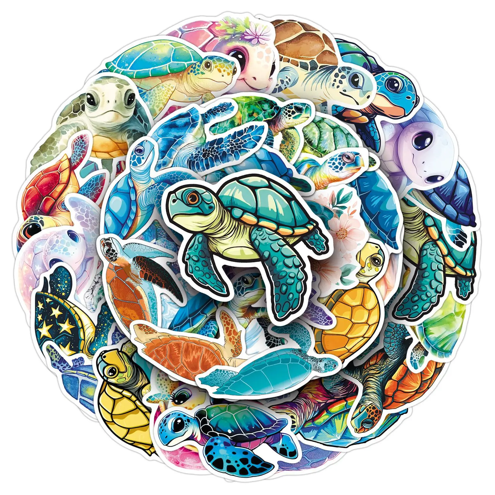 

50 шт. милых морских фигурок ​ ​ Наклейки с мультяшными черепахами, цветные граффити, украшения в виде животных, игрушки для творчества, наклейки для холодильника, ноутбука, гитары, велосипеда, скейтборда