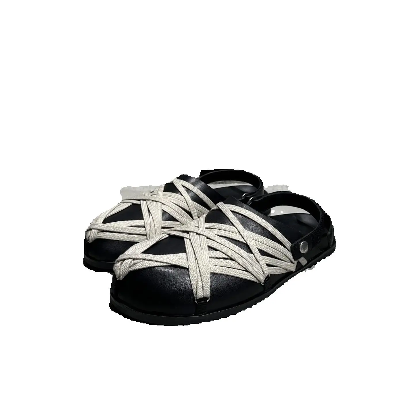 Men Sandals Casual Cow Leather Women Slipper More Lace Up Luxury Trainers High Street Summer Black High Quality Designer Shoes