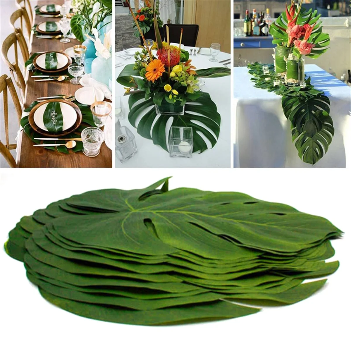 Folhas de palmeira tropicais artificiais decoração de selva animal verão havaiano casamento casa decoração de mesa XL-AA80