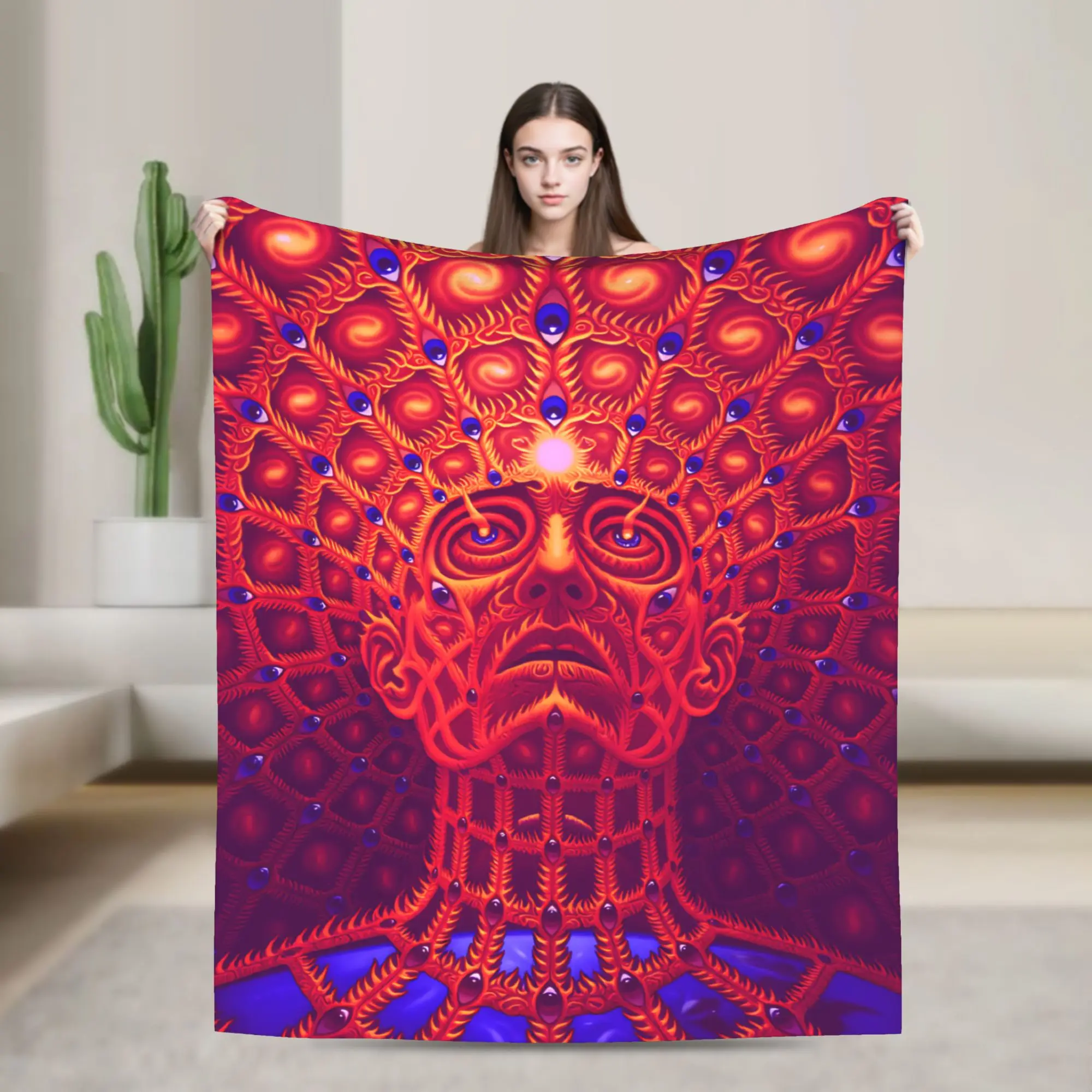 Alex Grey Trippy Psychedelic Super Soft Blanket Fashion Couch Chair Flannel Bedspread Sofa Bed Cover