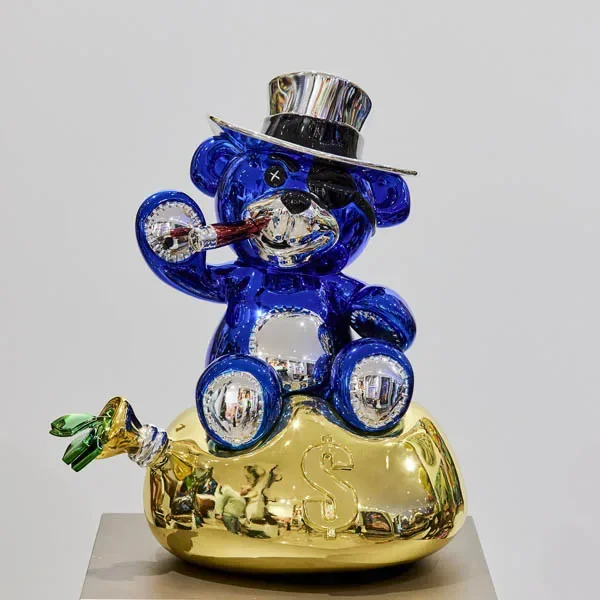 Hot Creative Popular Indoor Decor Art Statues Mirror Electroplated Resin Bear Statue for Home Office Hotel Club Decoration