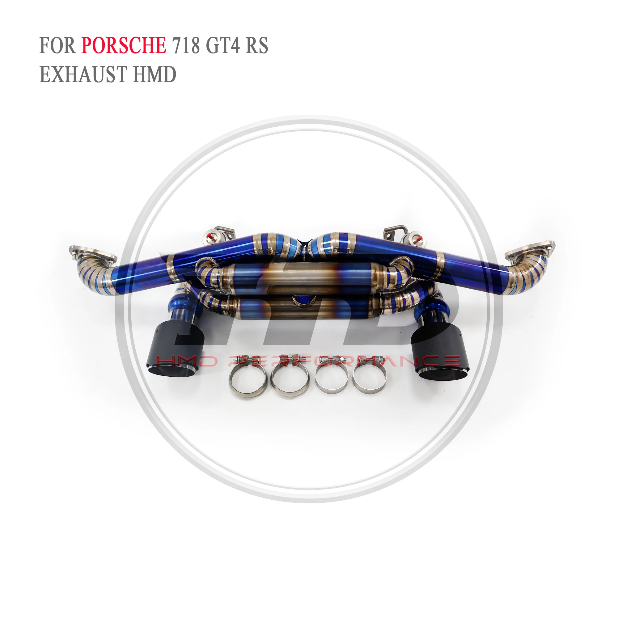 HMD Titanium Exhaust System Performance Catback for Porsche 718 GT4 RS 4.0L Muffler With Valves