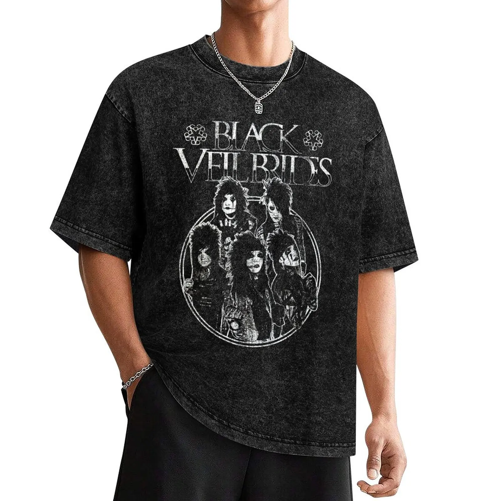 Kopie von bvb schwarzen Schleier Bräute T-Shirt Vintage Kleidung erhabene Hippie Kleidung Sommer Top Herren Grafik T-Shirts