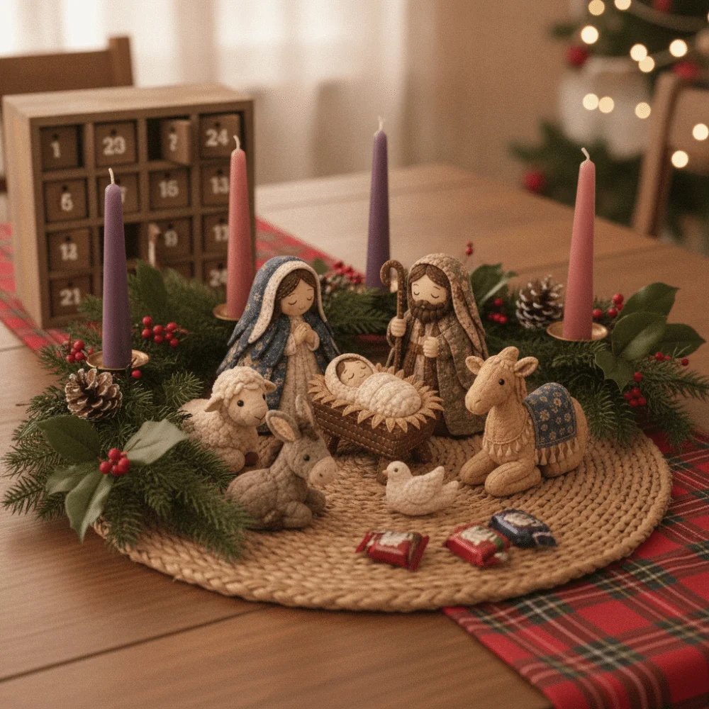 Pre-Cut Fabric Quilted Nativity Patchwork Kit with Assembly Guide Handmade Quilted Fabric Nativity Set DIY Beginner Friendly