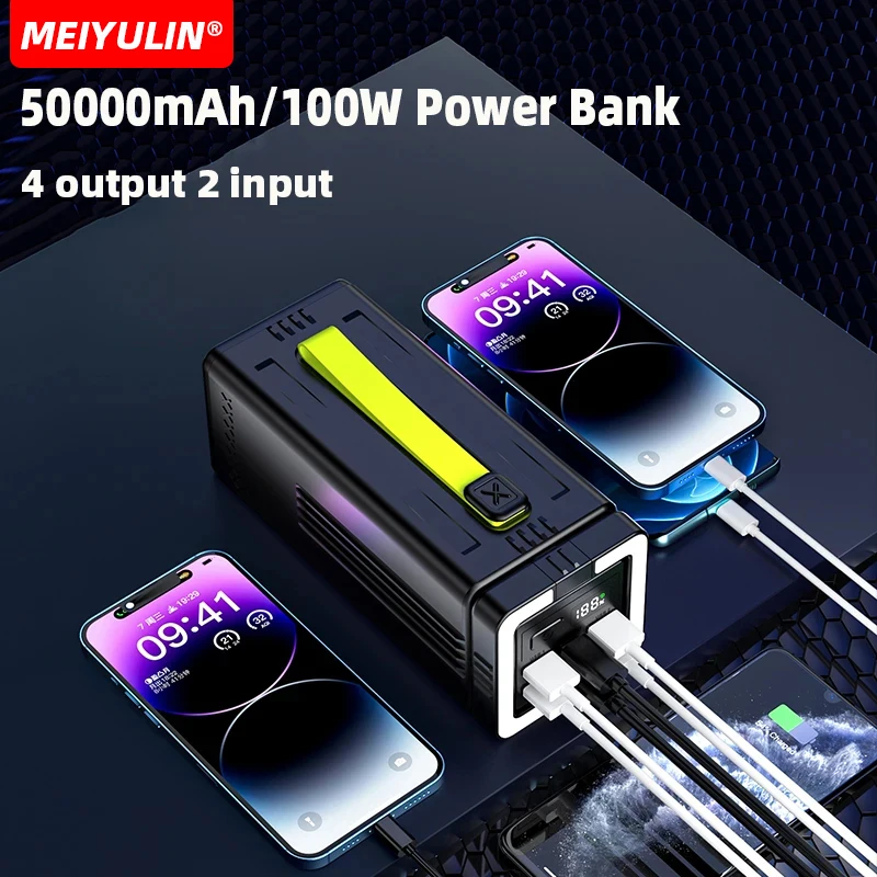 100W Portable Power Bank 50000mAh Large Capacity USB C External Battery Fast Charging Mobile Powerbank For iPhone Samsung Laptop