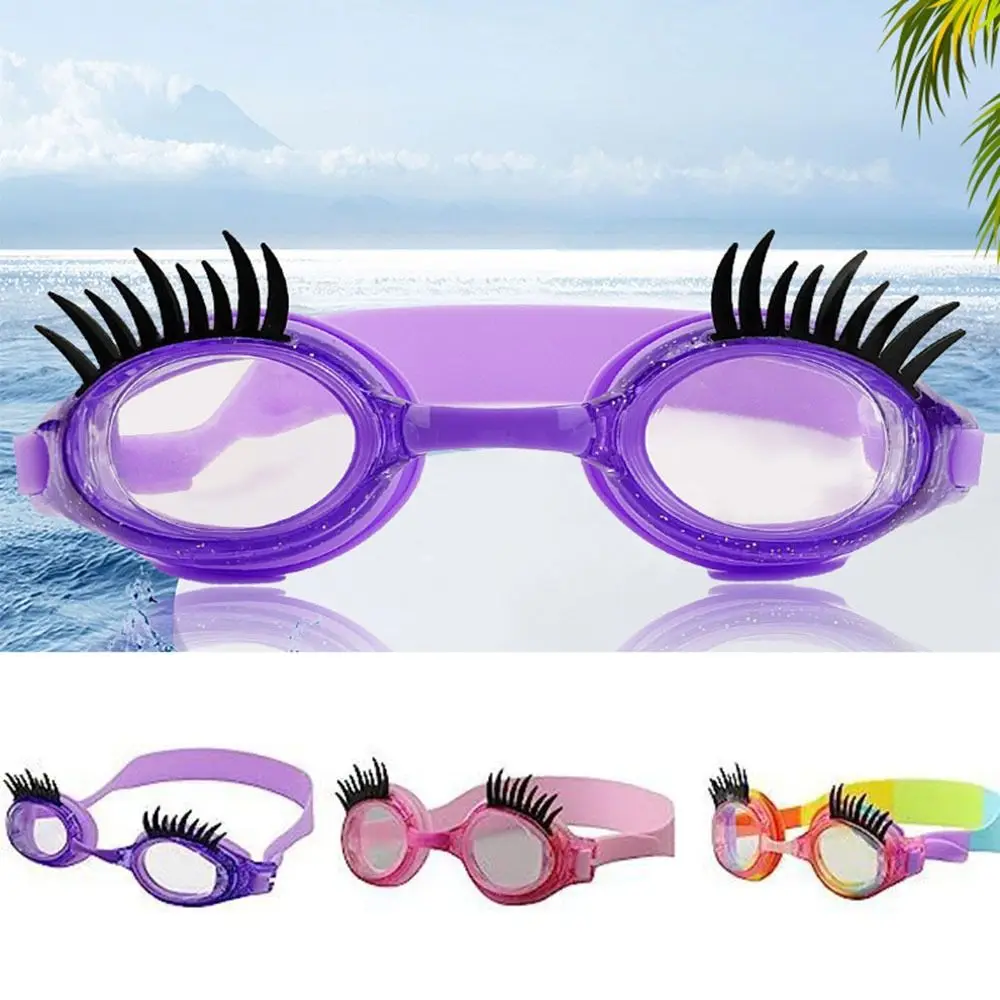 High Quality Silicone Children Eyelash Swimming Goggles Waterproof Anti-fog Swimming Goggles PC HD Eyelash Goggles