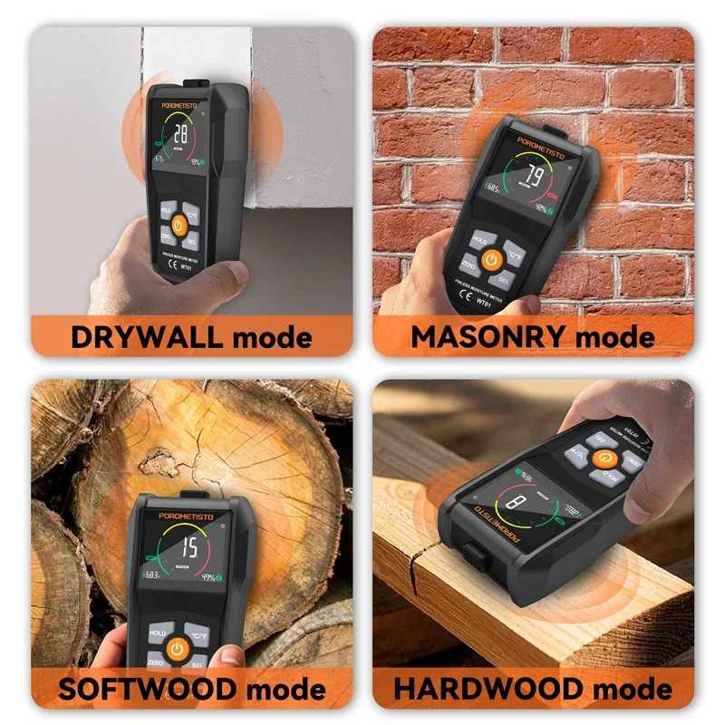 Pinless مقياس الرطوبة الخشب جهاز اختبار الرطوبة الرطوبة متر للأرضية والخشب والجدران والخرسانة غير المدمرة اختبار الرطوبة متر