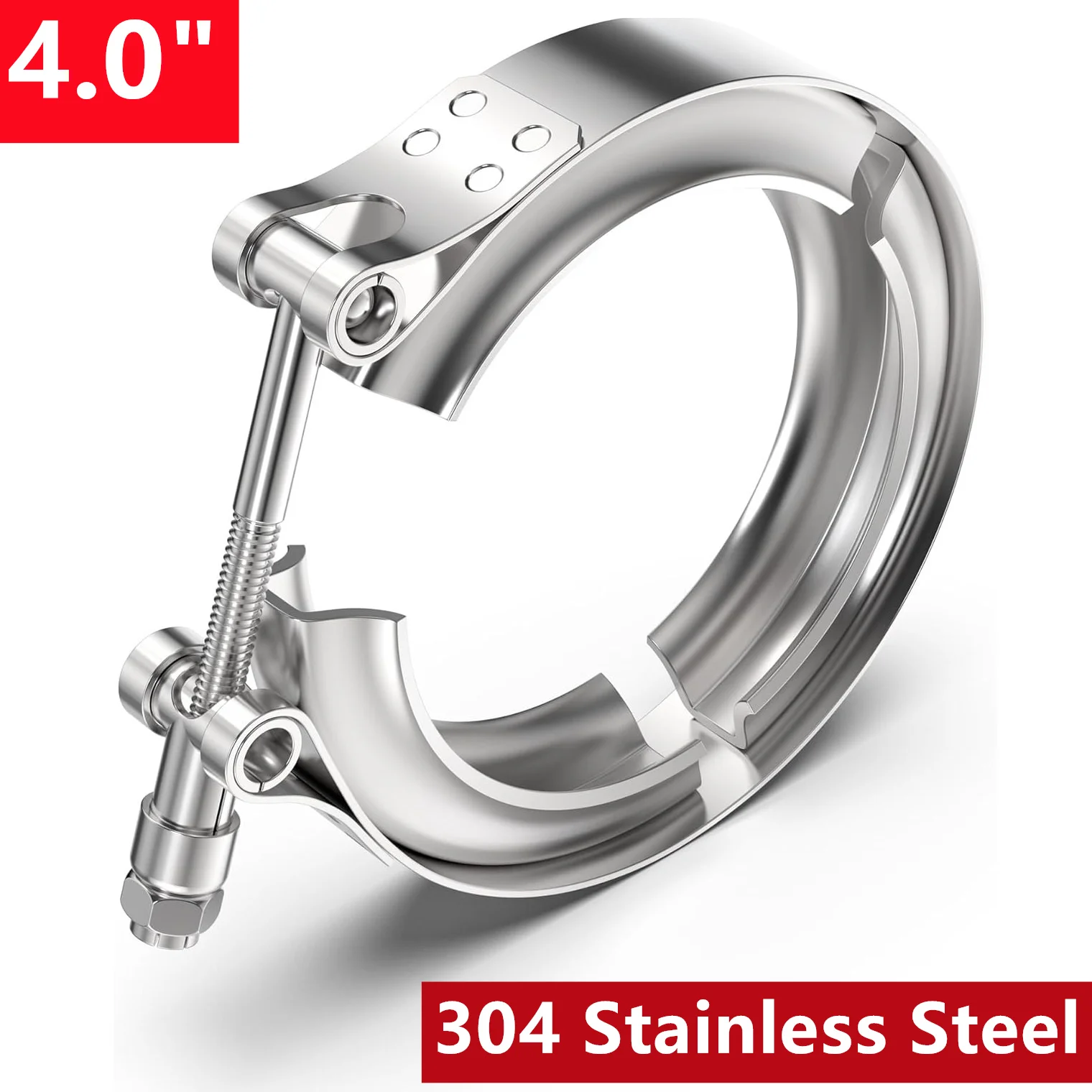 V Band Clamp 304 Stainless Steel 4.0 Inch 101mm Standard Intercooler Turbo Exhaust Downpipe Vband Pipe Clamp Automotive V Clamp