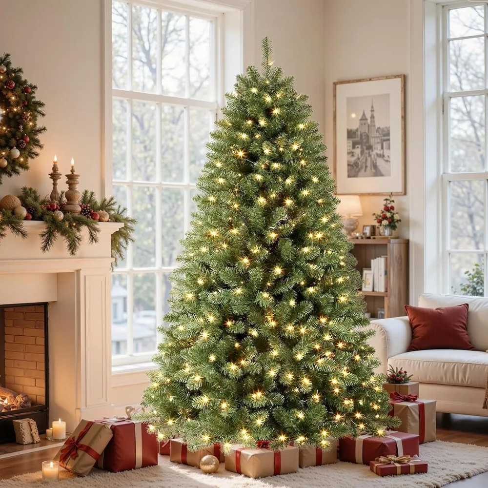 

7.5ft Prelit Premium Artificial Classic Spruce Christmas Tree with Pre-lit 350 Warm White Lights, 1170 Branch Tips and