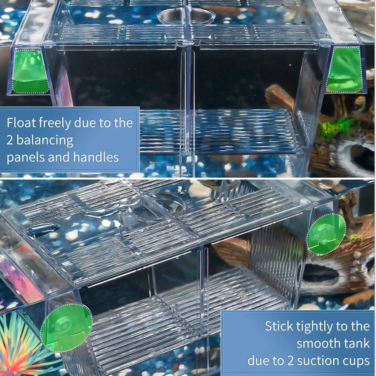 Fish breeding box, acrylic fish isolation box, with suction cups, aquarium incubator, suitable for baby fish, shrimp, clownfish,