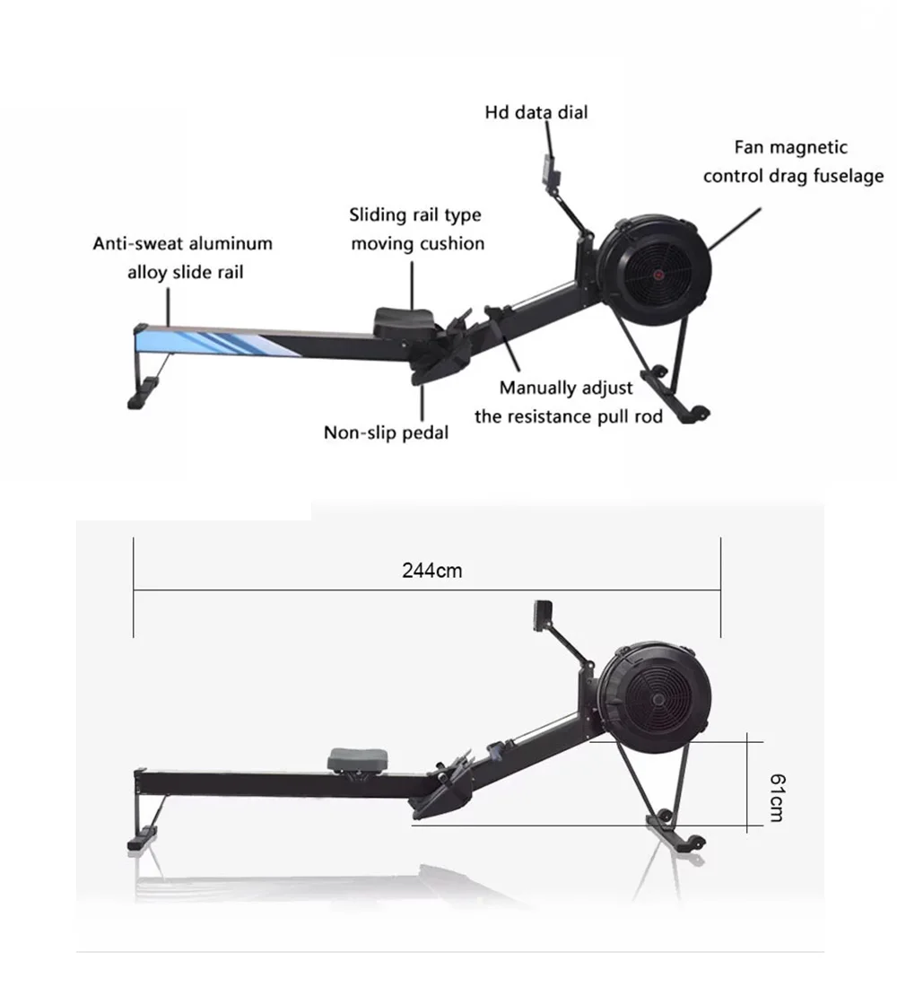 2021 Wholesale High Quality Wind Resistance Air Rowing Home Commercial Use Cardio Indoor Fitness Equipment Air Rower Machine