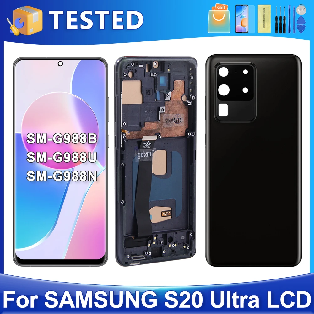 S20 Ultra For Samsung Tested S20U G988 G988B/DS LCD Display Touch Screen Digitizer Assembly Replacement