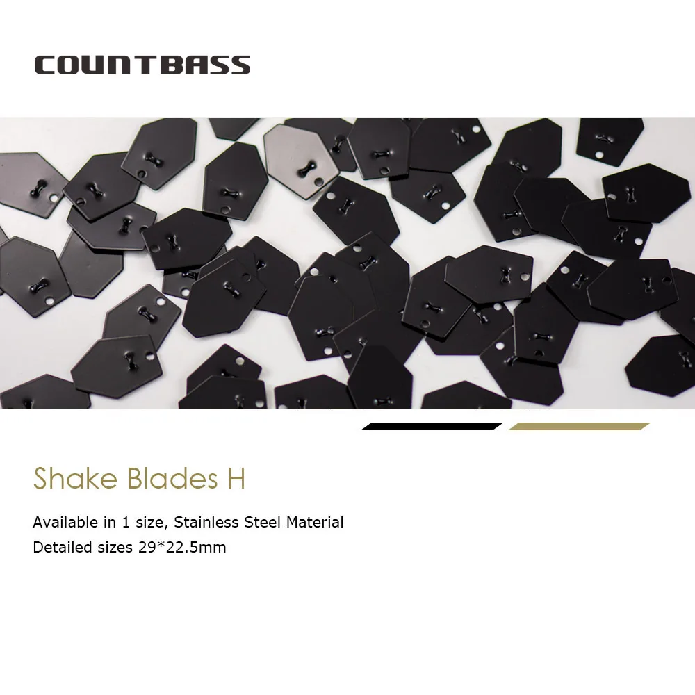 COUNTBASS 50pcs  Swim Jig Blade, Stainless Steel Chatterbait Blade, DIY Vibration Jigs, Casting Wobble fishing Jig Lure