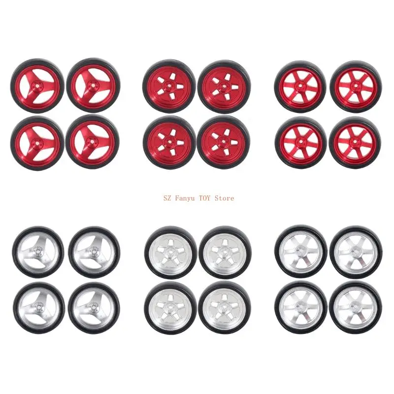 

96GC 4PCS Precise Drift Tires With Metal Wheel Rims for 1/18 Remote Control Car Model Upgrading Modification Kits
