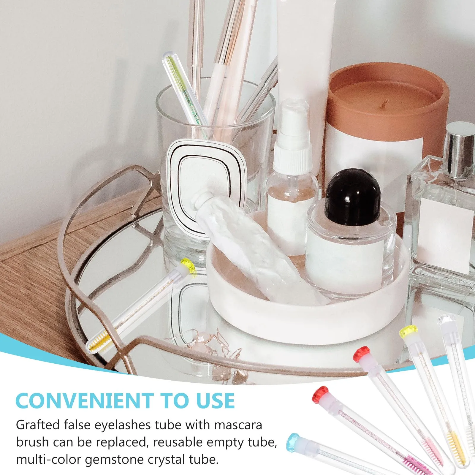 

12Pcs Eyelash Brush Spiral Mascara Wand Portable Reusable Tube Makeup Brush Applicator Beauty Tool