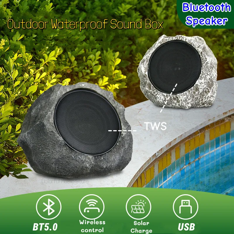 

Solar Charge Waterproof Sound Box Wireless Rock Bluetooth Speaker with Remote Contro High Quality Outdoor Garden Stone Music Box
