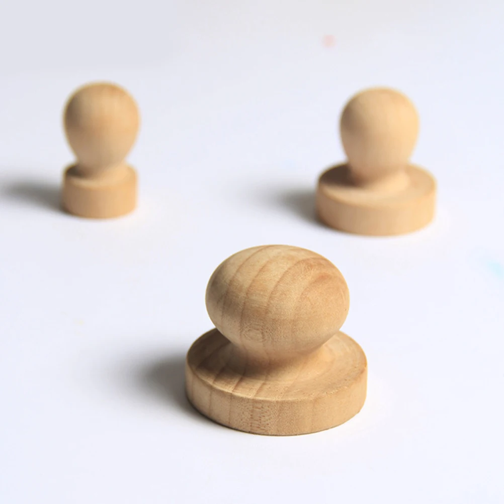 

Solid Wood Round Handle Seal Stamp Decoration Diy Scrapbooking Craft Stamps for Journaling