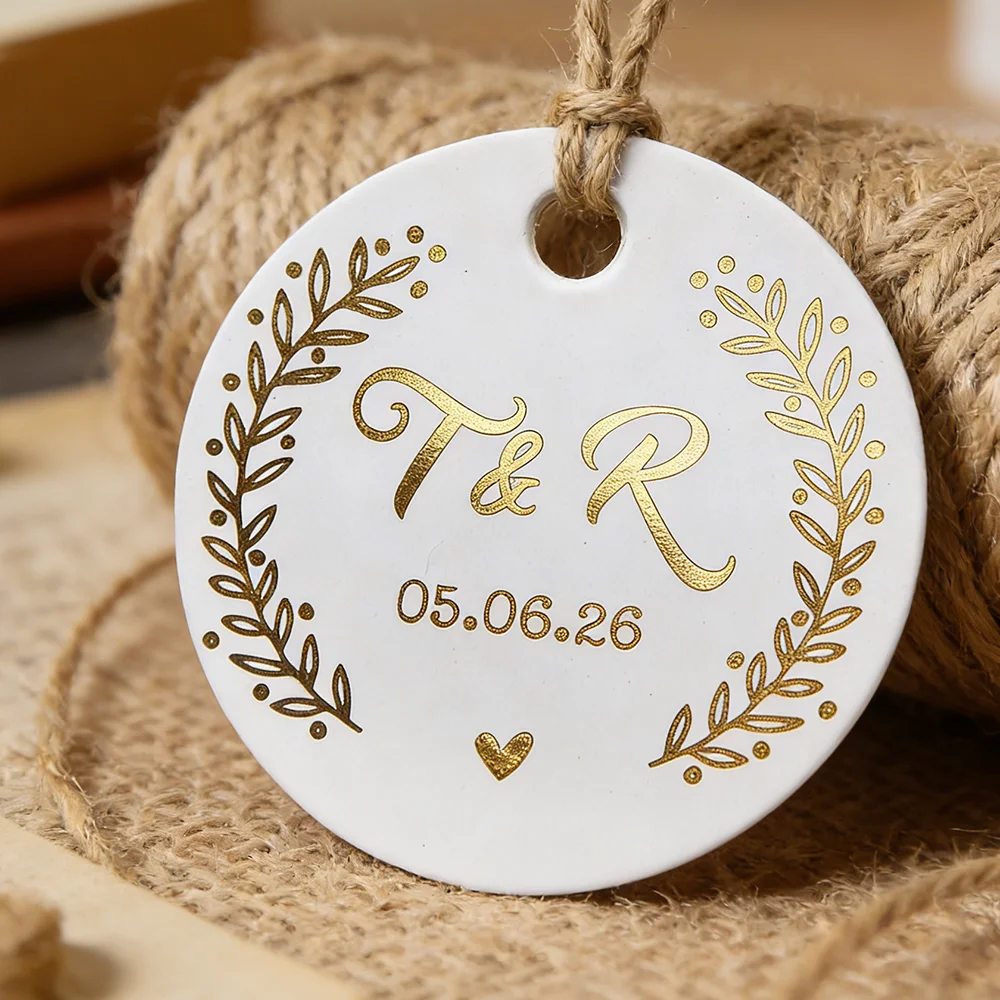

Hot Stamping Craft Paper Label，Wedding Label Customization, Gold Text, Holiday Gift Labels Print Any Text
