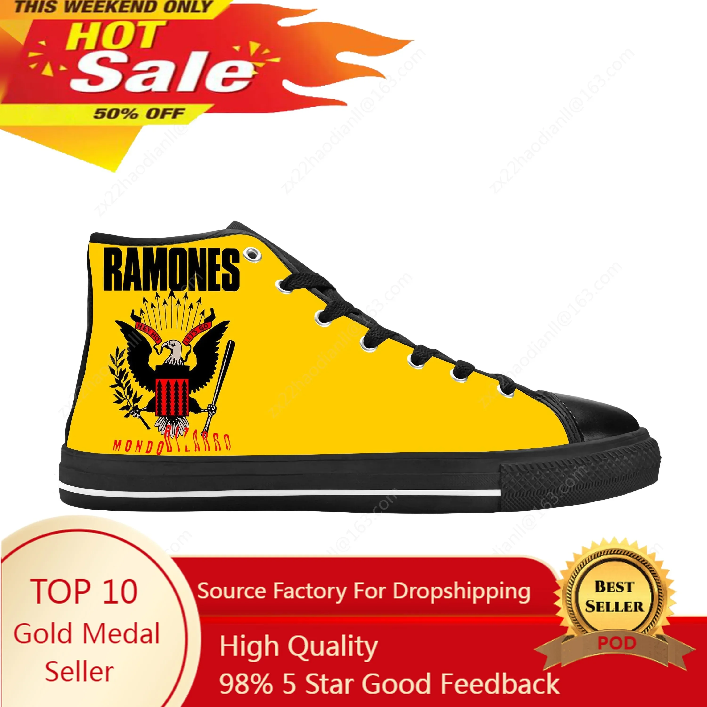 Hot Punk Rock Band Music Singer Ramone Seal Eagle Casual Cloth Shoes High Top Comfortable Breathable 3D Print Men Women Sneakers