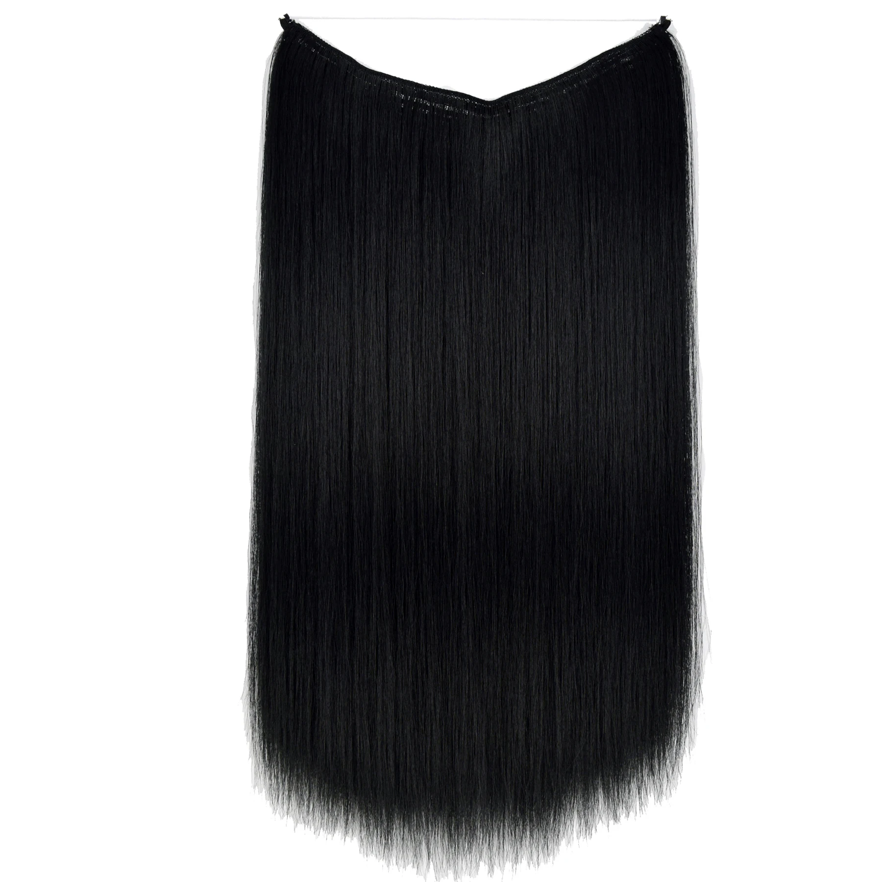 TOPREETY Synthetic Heat Resistant Straight Elasticity Invisible Wire Hair Extensions S90