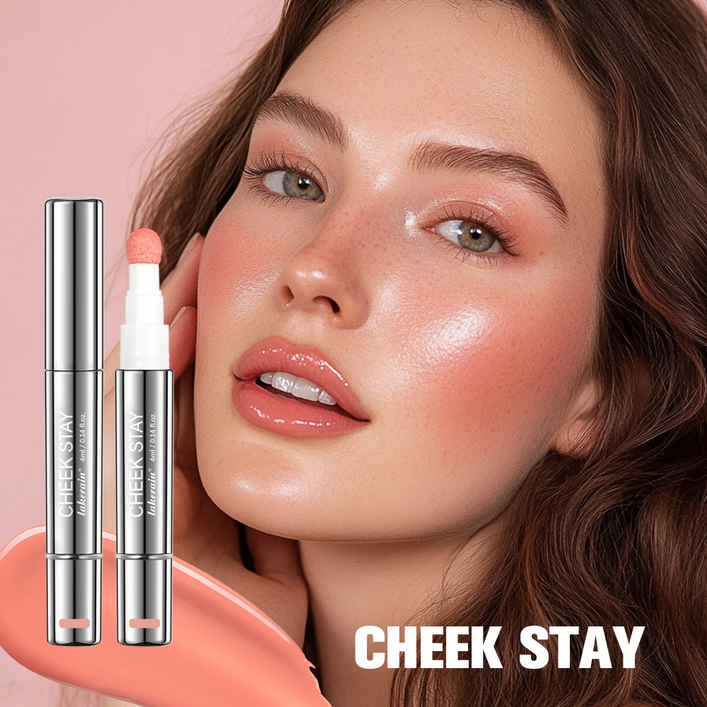 6 Colors Liquid Blush Stick with Sponge Tip Matte Makeup Waterproof Long-Lasting Color Correction Smooth for Lips and Cheeks