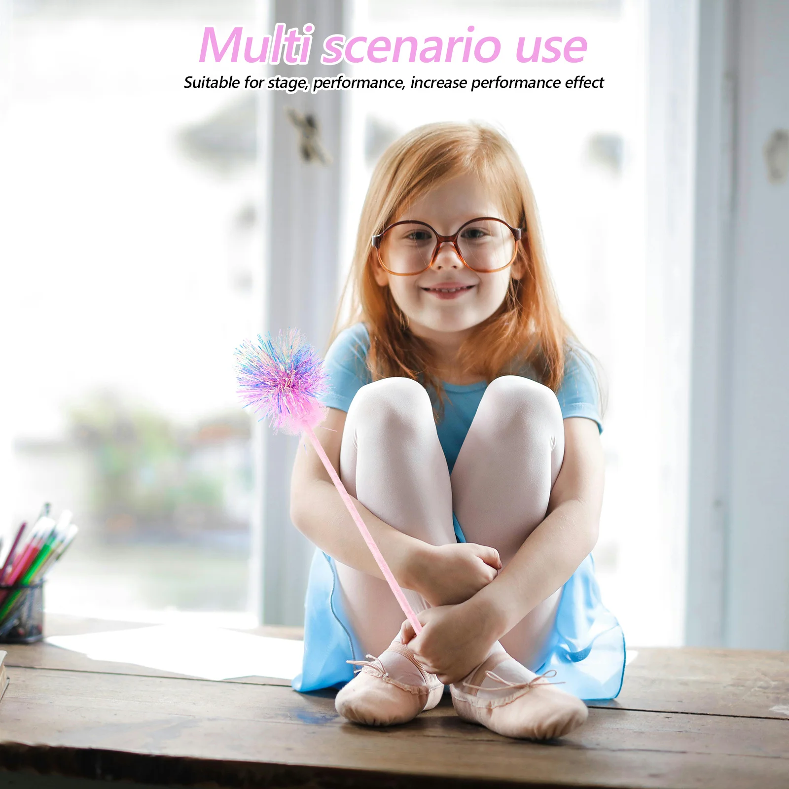 

Colorful Sequin Fairy Wand Birthday Party Prop Lightweight Portable Plastic Mesh Fabric Stage Performance Decoration