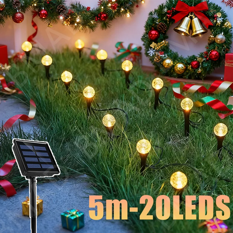 

Solar Bubble Pathway Lights 20 LEDS Waterproof Outdoor Landscape Lighting for Garden Lawn Path Courtyard Christmas Party Decor