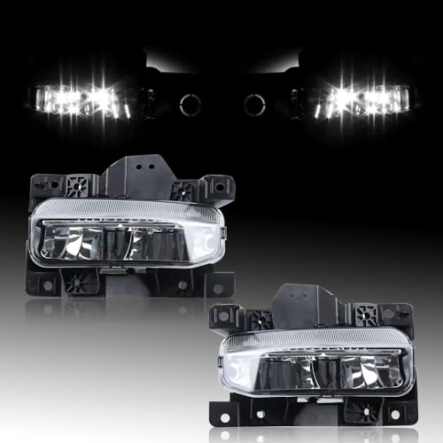 LED Fog Light Assembly with Lamp Bracket Wires Switch Compatible with 2019-2022 Ram 2500 3500 68273291AB Black High Brightness