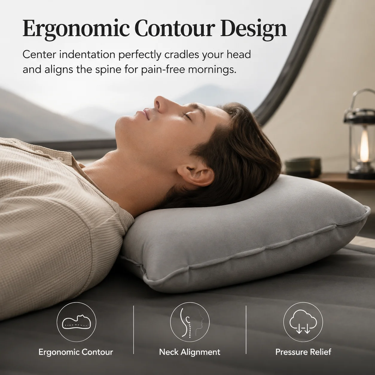 Multi-purpose Inflatable Square Pillow Fold Compact Air Cushion For Travel Camping Car Airplane Office Nap Lumbar Suppo