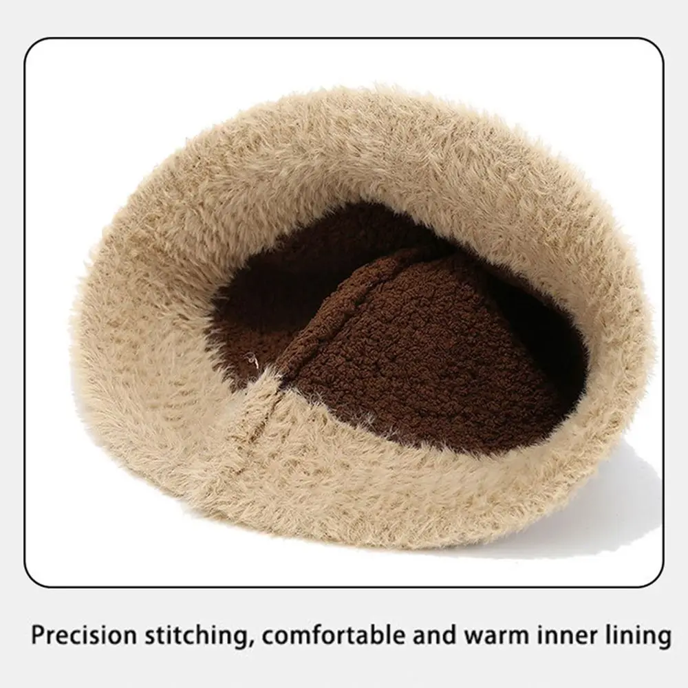 

Новая зимняя панама с пушистым мехом, утепленная ветрозащитная рыбацкая шляпа, панамская кепка для женщин и девочек