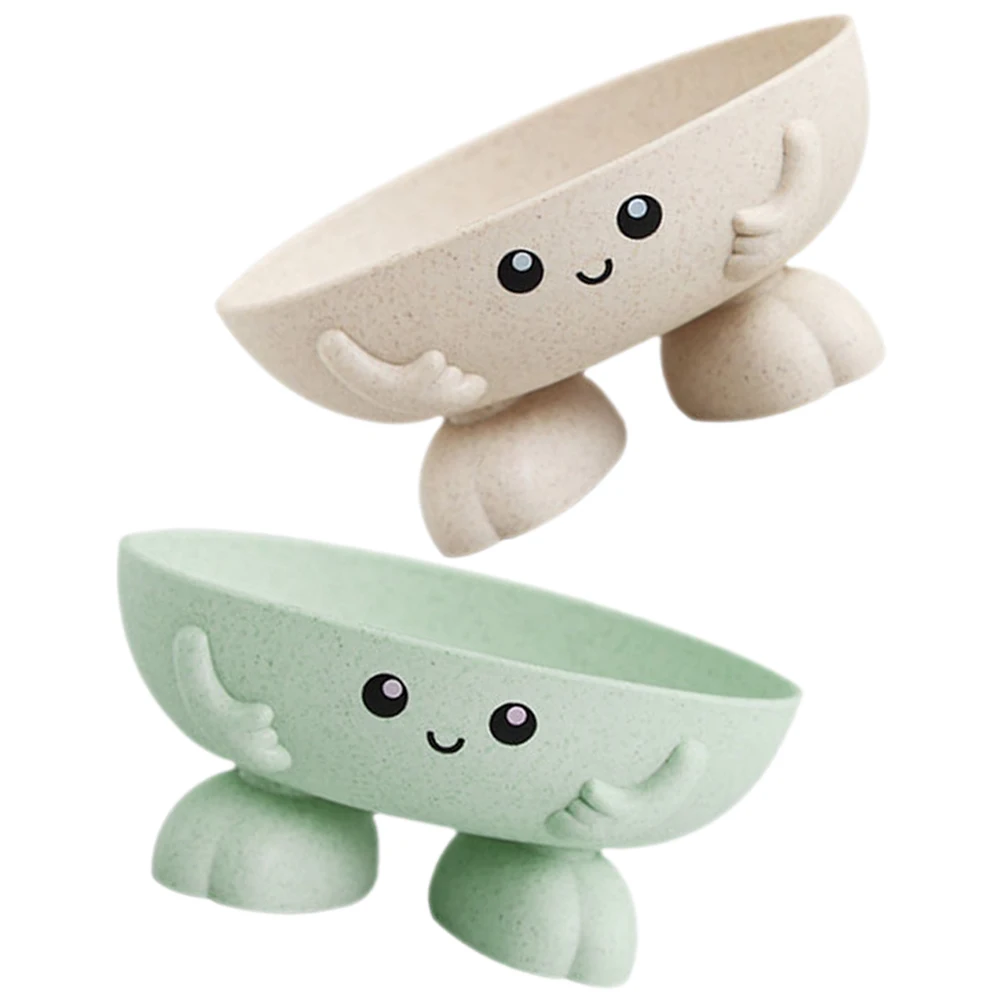 

2 Pcs Cartoon Soap Box Holder Draining Tray Dish Bar Storage Green Bathroom Kitchen Travel Self Draining