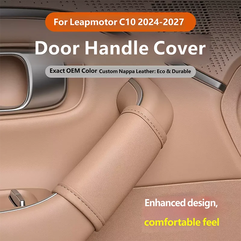 For Leapmotor C10 2024-2026 Door Handle Gloves Handle Protection Cover NAPPA Leather Handlebar Grip Cover Accessories