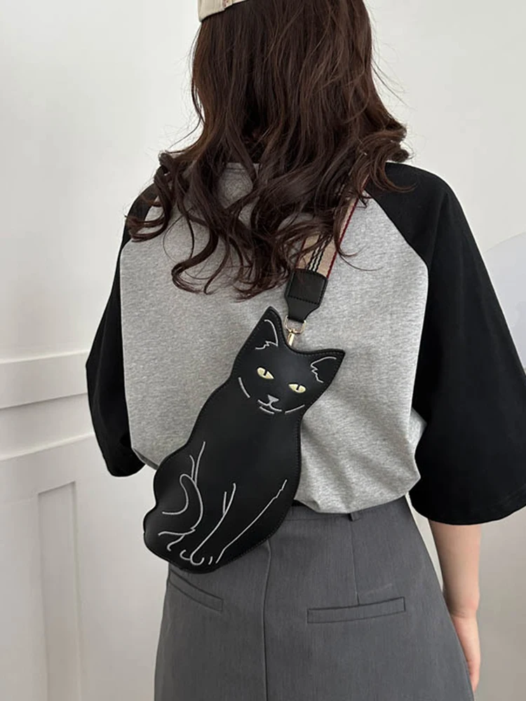 Cat Shape Crossbody Female Bag Cute Zipper Ladies Waist Bag Fashion Simple Adjustable Shoulder Strap Waterproof Party Girl Gift