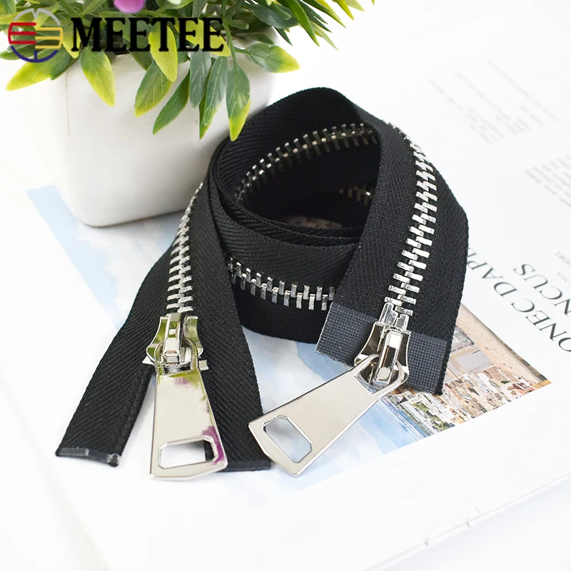 1Pc 10# Double Sliders Metal Zippers for Sewing Black Zipper Coat Jackets Zips DIY Repair Kits Accessories Tools